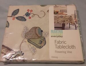Vintage Martha Stewart Everyday Flowering Vine Tablecloth Oblong 60x84"